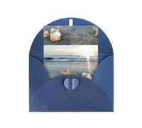 Seashells On The Beach Printing Blank Pearl Paper Greeting Card,Vertical Notecards Designs, Envelopes For Thank You, Invitations