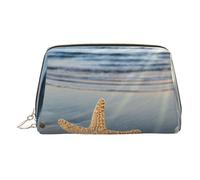 Seashells on the Beach Small Makeup Bag Travel Cosmetic Bag Makeup Pouch PU Leather Portable Versatile Zipper Make up Bag for Women Girls