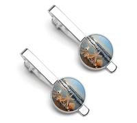 Seashells on The Beach Tie Clip Set Personalized Tie Clips for Men Business Fashion Designs,Tie Bar for Wedding Anniversary Business