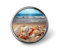Seashells on The Sandy Beach Button Pin Personalized Metal Lapel Pins Badges Classic Round Brooch Pin Novelty Unique Enamel Pins Cute Funny Pinback Button Badge for Jackets Backpacks Bags Coat