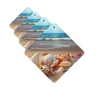 Seashells on the sandy beach Car Air Fresheners Cards Set of 4 Pieces Personalized Car Fresheners Gifts for Men Women Auto Aromatherapy Tablets Hanging Scented Cards for Wardrobe Bathroom