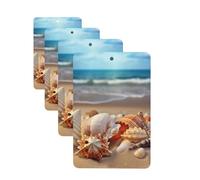Seashells on the sandy beach Car Air Fresheners Cards Set of 4 Pieces Personalized Car Fresheners Gifts for Men Women Auto Aromatherapy Tablets Hanging Scented Cards for Wardrobe Bathroom