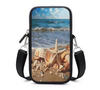 Seashells on The Sandy Beach Crossbody Bag Adjustable，Phone Bag Detachable Shoulder Strap，Wallet for Daily Commuting, Can Be Worn Crossbody Or over The Shoulder.