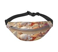 Seashells on the sandy beach Fanny Pack for Men Women Belt Bag Fashion Waist Bag Everywhere Crossbody Bag Wallet Hip Bum Bag with Adjustable Strap Waterproof Chest Bag for Travel Hiking Sports, Black,