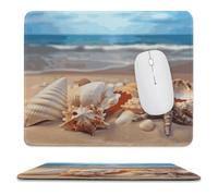 Seashells on The Sandy Beach Mouse Pad with Stitched Edge Mousepad Non-Slip Rubber Base Mouse Mat for Laptop Computer 2 Cute Computer Mouse Pads for Office Gaming Home