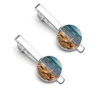 Seashells on The Sandy Beach Tie Clip Set Personalized Tie Clips for Men Business Fashion Designs,Tie Bar for Wedding Anniversary Business