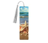 Seashells on The Sandy Beach Wood Bookmark for Men Women Reading Wooden Bookmarks Unique Handmade Book Marks with Tassel Pendant Craft Bookmark for Book Lovers Birthday Teachers Gift