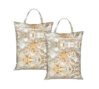 Seashells On White Sand Travel Laundry Bag with All-Over Print,Water-Resistant Twill Fabric,Smooth Zipper, Top Carry Handle,Hanging Loop,Large 58x46cm
