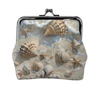 Seashells Sand Print Coin Purse,Cute Leather Kiss Lock Coin Wallet Portable Wallet for Office and Travel