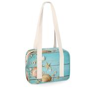 Seashells Small Sports Duffel Bags Seashells Blue Wooned Mini Gym Bag Lightweight Casual Tote Travel Sports Organizer Bag for Kids Girls Boys Women Men