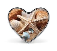 Seashells Starfish Heart Shape Lapel Pin Personalized Pinback Button Badges Retro Punk Button Pin Kawaii Heart Badges for Men Women Clothes Bags Hats & Gift