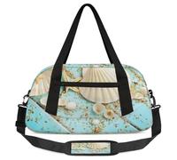 Seashells Starfish Kids Overnight Duffle Bags for Girls Boys, Blue Wooden Lightweight Sports Gym Bag for Kids，Small Overnight Weekender Carry on Travel Bags Dance Bag, Seashells Starfish, 18.5L x 7.8W