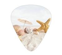 Seashells Starfish On Beach 12-Pack Guitar Picks Set â€“ Unique Single-Sided Printed Picks With Abs Material For Acoustic, Electric Guitars & Ukuleles