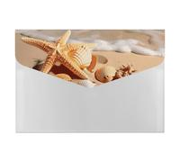 Seashells Starfish on Beach Accordion File Organizer 6 Pocket Document Organizer Expanding File Folder Accordion Folder with Labels, Travel Document Folders Plastic Envelopes with Snap Closure 13x9.1