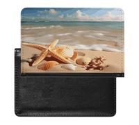 Seashells Starfish on Beach Passport Holder Vaccine Card Holder Waterproof Passport Wallet Travel Document Organizer for Airport Essentials