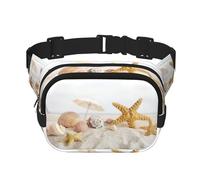 Seashells Starfish On Beach Print Stylish and Practical Waist Bag,Adjustable,Perfect for Travel,and Outdoor Activities
