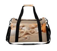 Seashells Starfish on The Sand Bag，Adjustable Shoulder Straps, Double Zippers ， Tote Bag with Large Capacity And Multi-functions, Travel Bag for Women, Travel, Gym, Weekend.