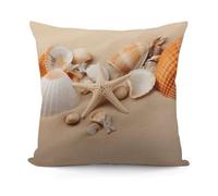 Seashells Starfish on The Sand Decorative Pillow Covers, Throw Pillow Covers Soft for All Seasons, Pillowcases for Couch Living Room Sofa Bedroom 18x18 Inch