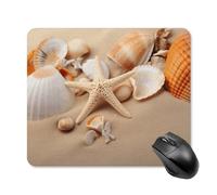 Seashells Starfish on The Sand Mouse Pad - Non-Slip Rubber Base Ultra-Thin Desk Mat Waterproof & Portable Mousepad for Gaming, Office, Design 25 * 30cm