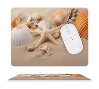 Seashells Starfish on The Sand Mouse Pad,Premium-Textured Mouse Mat Design,Computer Mouse Mat,Stitched Edges, Water-Resistant, for Gamer, Office & Home,Square Mouse Pad,Spill-Resistant Surface, Durabl