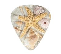Seashells Starfish On White Sand Premium Bass Electric Guitar Picks,Guitar Plectrum For Unparalleled Musical Experience