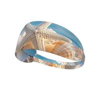 Seashells Starfish Print Elastic Headband Running Sweatband for Casual Wear Gym Outdoor Activities Headwear