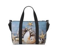 Seashells Starfish Sand Printed Travel Duffel Bag Foldable Gym Duffel Bag Suitable for Travel Work Gym etc
