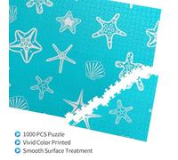 Seashells Starfishes Blue,1000 Pieces Wooden Jigsaw Family Game Jigsaw Puzzles for Adults Teens Home Decor
