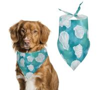 Seashells Triangle Dog Bandana Adjustable Pet Bibs Summer Washable Scarf for Small Medium Large Pets
