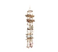 Seashells Wind Chimes with Driftwood, Capiz Mobile, Maritime Garden Garlands