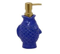 Seashore Blue Fish Shaped Soap Dispenser | Nautical Bathroom Hand Soap Dispenser | Ceramic Bathroom Kitchen Hand Wash Holder - 18cm