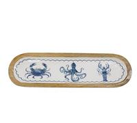 Seashore Enamel Tray Large 45x13.5x2.25CM Mango Wood and Enamel Serving Tray