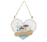 Seashore Heart Shaped Nautical Plaque | Decorative Coastal Hanging Beach Sign Nautical Wall Art | Seaside Sign Nautical Decor - 16cm