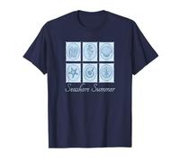 Seashore Summer Cute Blue Vintage Stamps T-Shirt