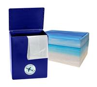 Seashore Themed TSA Approved Fly-Safe and Temporary Travel Cremation Urn Kit for Human Ashes - Airline and Mail Friendly - 200 Cubic Inch Capacity - Blue Plastic Urn with Seascape Mailing Box