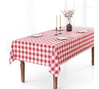 SEASHORE TREE Gingham Table Cloth 140 x 180cm Wipe Clean Yarn Dyed Fabric Rectangle Checkered Tablecloth for Kitchen Dining Outdoor Picnic Birthday Party Festive Decorations Red