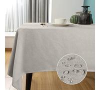 SEASHORE TREE Rectangle Table Cloth - Wipe Clean Tablecloth, Fuzzy Water Resistant Table Cover for Dining Room, Kitchen, Home, or Restaurant, Beige 118.1" x 57.1"