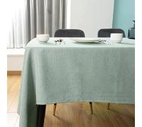 SEASHORE TREE Rectangle Table Cloth - Wipe Clean Tablecloth, Thick Faux Linen Waterproof Table Cover for Dining Room, Kitchen, Home, or Restaurant, Celadon Green 84.6" x 57.1"