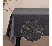 SEASHORE TREE Rectangle Table Cloth - Wipe Clean Tablecloth, Waterproof Faux Linen Table Cover for Dining Room, Kitchen, Home, or Restaurant, Grey 94.5" x 55.1"