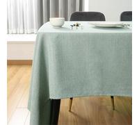 SEASHORE TREE Square Waterproof Tablecloth - 55.1" x 55.1" Wipe Clean Tablecloth, Thick Faux Linen Table Cover for Dining Room, Home, Kitchen, or Restaurant, Green