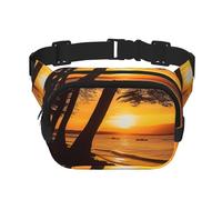 Seashore Trees Sunset Fanny Pack Adjustable Crossbody Bag Large Waist Bag Travel Belt Bag Unisex Bum Bag