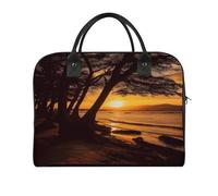 Seashore Trees Sunset Laptop Tote Bag Casual Travel Handbag Multi Pocket Shoulder Bags for Work Travel
