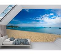 Seashore Wallpaper Mural, Desert Ocean Wall Murals, Self-Adhesive Photo Wallpaper Home Decoration, Small Wall Sticker for Living Room Bedroom 130 * 80cm (W*H) Modern