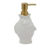 Seashore White Fish Shaped Soap Dispenser | Nautical Bathroom Hand Soap Dispenser | Ceramic Bathroom Kitchen Hand Wash Holder - 18cm