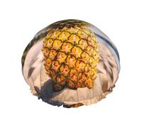 Seaside Beach Pineapple print Stylish Shower Cap Reusable Shower Cap Women Large Shower Cap for Braids Long Hair