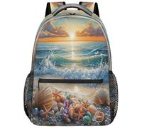 Seaside Beach Shell Pearl Backpack Causal Backpacks Large School Bags For Women Men Work 29X40Cm