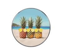 Seaside Beach Yellow Geometric Pineapple Fridge Sticker Funny Fridge Magnets Novelty Round Fridge Magnets Reusable for Whiteboard, Locker, Kitchen, Office- Strong Decor Magnetic Stickers