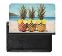 Seaside Beach Yellow Geometric Pineapple Passport Holder for Men, PU Leather Passport Cover with Card Slot, Waterproof Passport Protector for Travel, Wallet Protector Case for Women