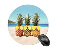 Seaside Beach Yellow Geometric Pineapple Round Mouse Pad Smooth Glide Gaming Mousepad Extra Density Portable Comfortable Mouse Mat for Desk, Home, Office 7.8x7.8 Inches