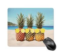 Seaside Beach Yellow Geometric Pineapple Square Mouse Pad Portable Computer Mousepad with Non-Slip Rubber Base 18 * 22cm Ultra-Thin Gaming Mouse Mat for Computer Laptop Office Desk Accessories